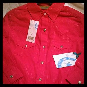 Wrangler Girls Red Long Sleeve Shirt